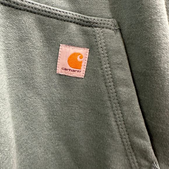 Carhartt Rain Defender Relaxed Fit Midweight Logo Graphic Hoodie Teal Workwear - Picture 5 of 8